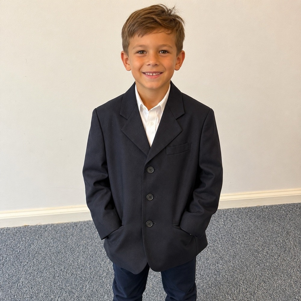 City Streets Boys Navy Blue Blazer Suit Jacket Size 8 Regular 3-Button Formal